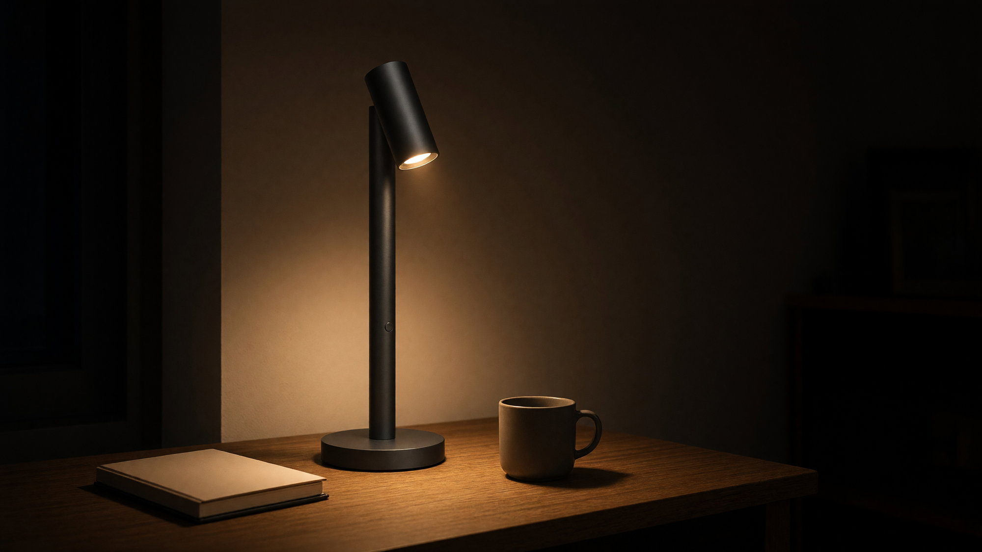 Dimpsy One lit alone on a desk at night
